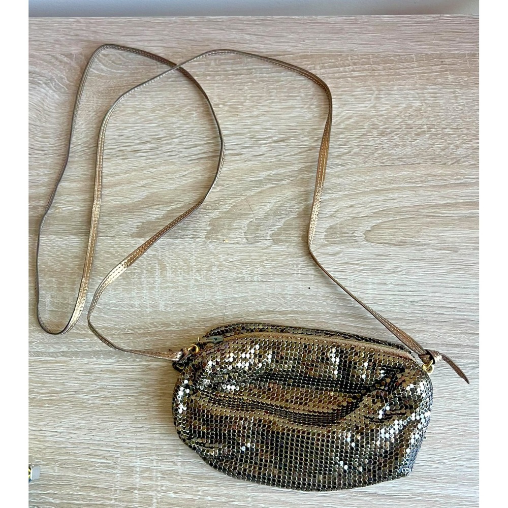 Vintage Rivoli Bronze Sequin Metal Mesh Gold Chain Purse Old Hollywood Glam 20's